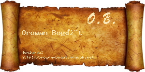 Orowan Bogát névjegykártya